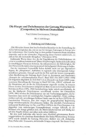 Die Haupt- und Zwischenarten der Gattung Hieracium L. (Compositae) in Südwest-Deutschland