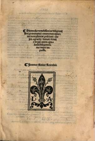 Diomedis ... Grammatici emanctum opus : nec non Phocae, Prisciani, Capri, Agraetii, Donati, Servii et Sergii aurea opuscula