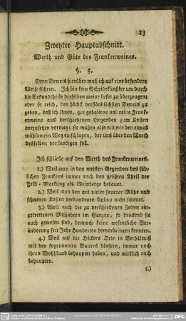 Zweyter Hauptabschnitt. Werth und Güte des Frankenweines