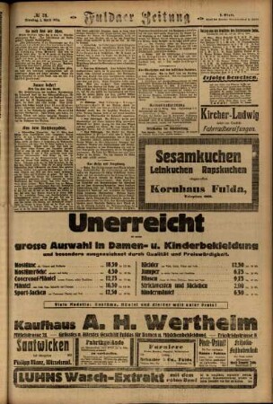 Zweite Ausgabe vom Dienstag, den 01. April 1924.