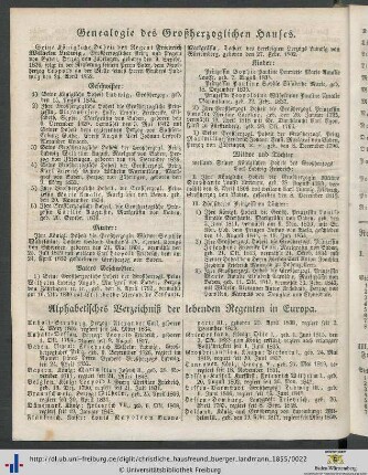 Genealogie des Großherzoglichen Hauses.