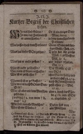Kurtzer Begriff der Christlichen Lehre.
