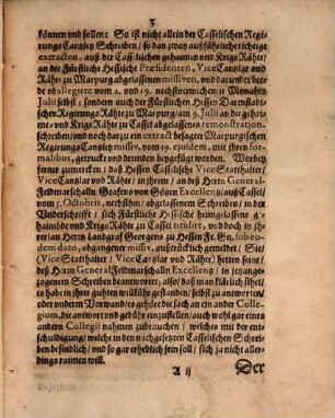 I. An Herrn Landgraf Georgens, zu Hessen Fe. Gn der Fürstlichen Hessen Casselischen Rähte weiter Schreiben, vom 19. Octobris, anno 1637.