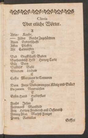 Clavis Über etliche Wörter.