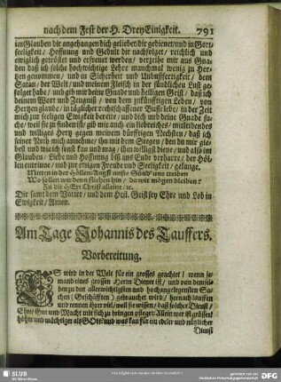 Am Tage Johannis des Tauffers