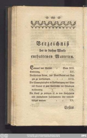 Verzeichniß der in diesem Werke enthaltenen Materien.