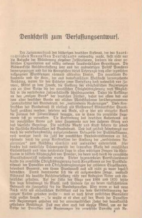 Denkschrift zum Verfassungsentwurf