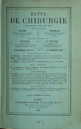 Revue de chirurgie. 1,b. 1881