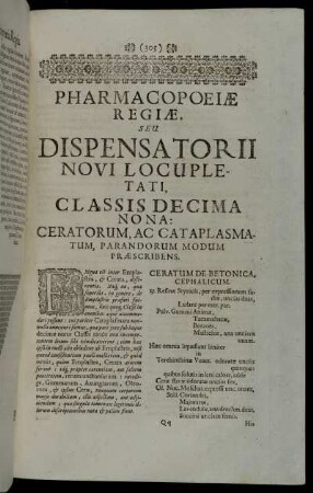 Classis Decima Nona. Ceratorum, Ac Cataplasmatum, Parandorum Modum Præscribens.