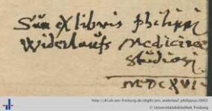 Autogramm (Aus: UB Freiburg, T3613).