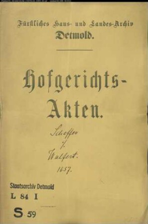 Scheffer, Thomas gegen Werner Wulfert zu Herford - Schuldforderung
