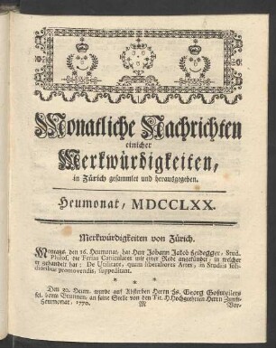 Heumonat, MDCCLXX