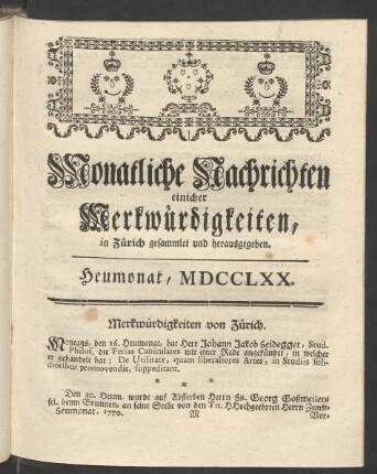Heumonat, MDCCLXX