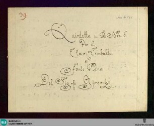 Quintets. Arr - Don Mus.Ms. 591 : cemb; B|b