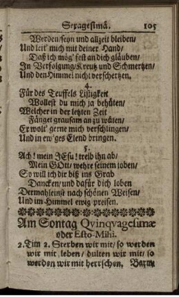 Am Sontag Quinquagesimae oder Esto-Mihi