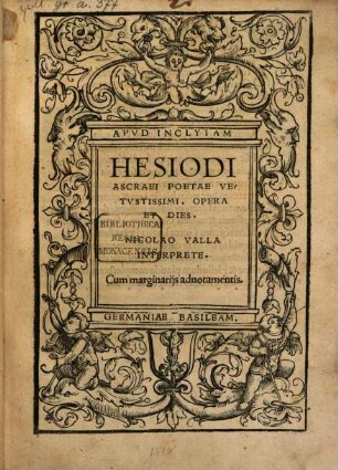 Hesiodi Ascraei, poetae vetustissimi, opera et dies