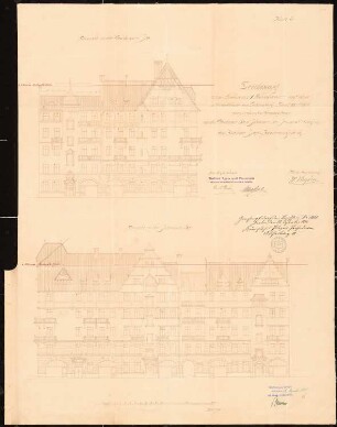 Arbeiterwohnhäuser, Berlin-Friedrichshain: Bauakte Bauherr: Grundrisse, Schnitte, Ansichten, Nachträge, 1:100