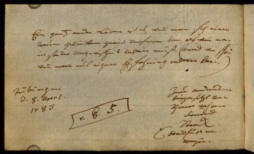 Starck aus Frankfurt am Mayn. Tübingen, 08.04.1783.