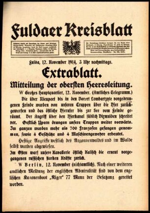 Zweite Ausgabe vom Donnerstag, den 12. November 1914.