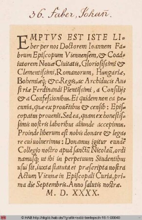 Exlibris des Johann Faber