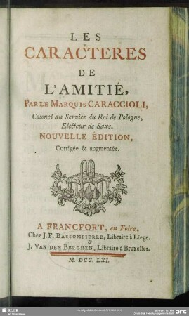 Les Caracteres De L'Amitié