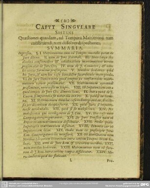 Caput Singulare Sistens Quaestiones quasdam, ad Tempora Matrimonii tum constituendi, tum dissolvendi spectantes