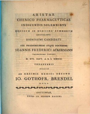 Aristae Chemico Pharmacevticae