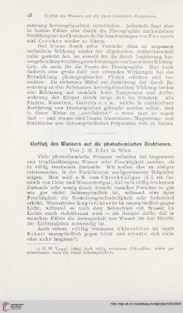 19: Einfluß des Wassers auf die photochemischen Reaktionen