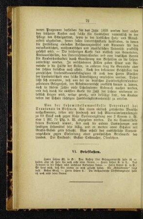 Von der Lehrmittelsammelstelle Petersdorf bei Trautenau in Böhmen