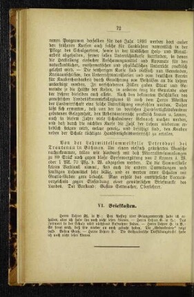 Von der Lehrmittelsammelstelle Petersdorf bei Trautenau in Böhmen