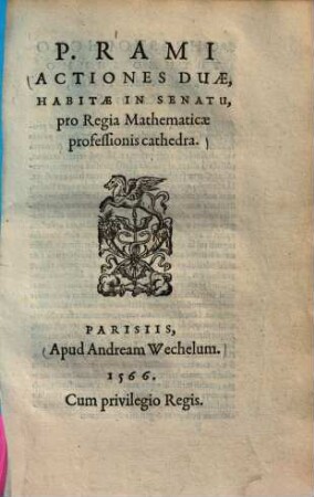 Actiones duae, habitae in senatu, pro regia mathematicae professionis cathedra