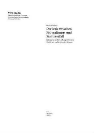Der Irak zwischen Föderalismus und Staatszerfall