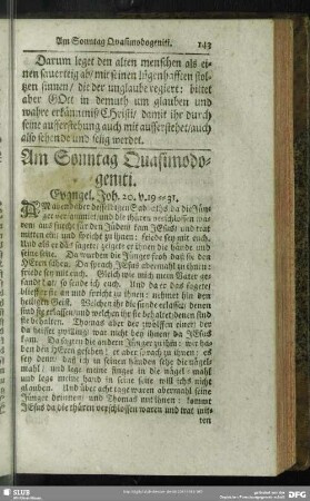 Am Sonntag Quasimodogeniti. Evangel. Joh. 20. v. 19-31.