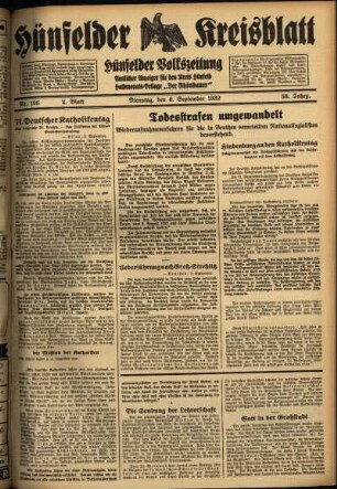 Zweite Ausgabe vom Dienstag, den 06. September 1932.