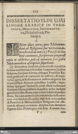 Dissertatio VI. De Usu Linguae Arabicae In Theologia, Medicina, Iurisprudentia, Philosophia & Philologia