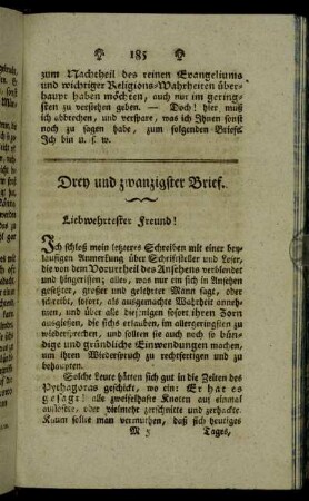 Drey und zwanzigster Brief.