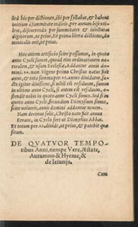 De Quatuor Temporibus Anni, nempe Vere, Aestate, Autumnio & Hyeme, & de Ieiuniis.