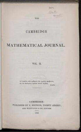 2: The Cambridge mathematical journal