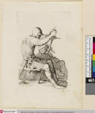 Salvator Rosa Invenit [Zwei bewaffnete Figuren in Rüstung, sitzend]