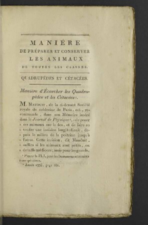 Manière de préparer et conserver les animaux de toutes les classes.