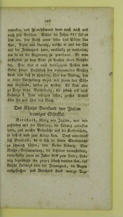 Des Koenigs Bernhard von Italien trauriges Schicksal