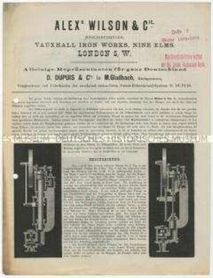 Dampfpumpen der Firma Wilson und Cie in England