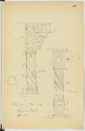 Rathaus, Hann. Münden: Details (aus: Skizzen- und Fotoalbum 19)