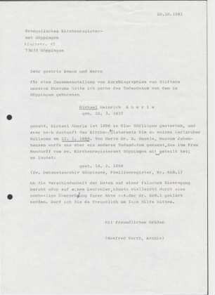 Brief Anfrage Todesdatum Aberle