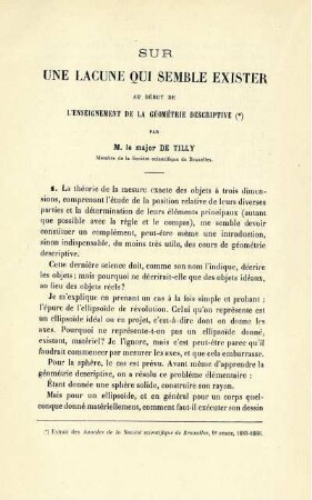 SUR UNE LACUNE QUI SEMBLE EXISTER AU DÉBUT DE L'ENSEIGNEMENT DE LA GÉOMÉTRIE DESCRIPTIVE.