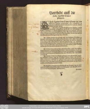Vorrhede auff die Erste Epistel Sanct Peters.