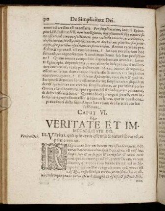 Caput VI. De Veritate Et Immutabilitate Dei.