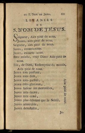 Litanies Du S. Nom De Jesus.