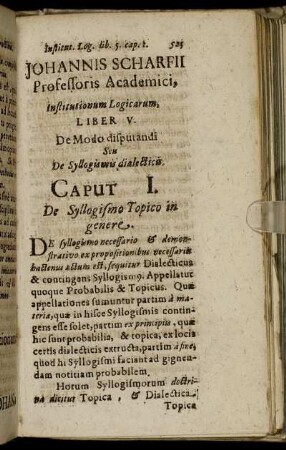Liber V. De Modo disputandi Seu De Syllogismis dialecticis.