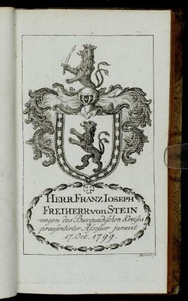 Herr Frantz Ioseph Freiherr von Stein[...] - Herr Ioseph Ullheimer[...]